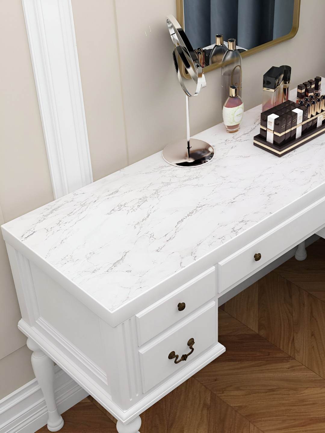 SUNBIRD White & Grey Printed Self-Adhesive WaterproofWallpaper