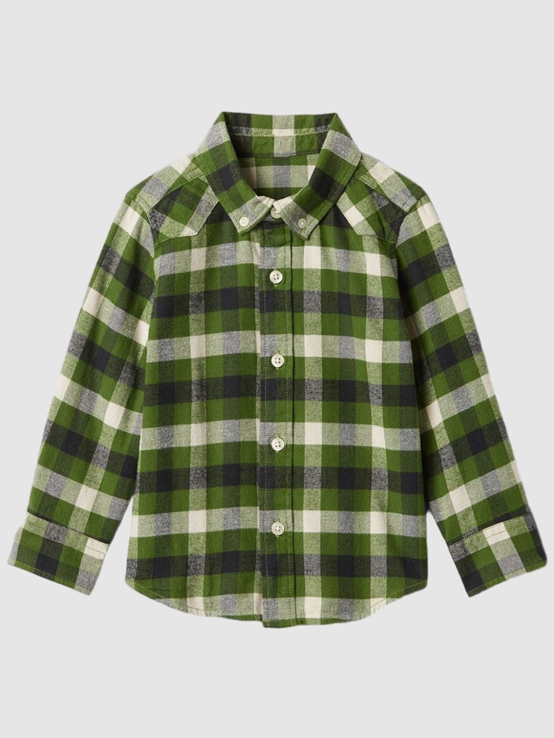 GAP Kids Relaxed-Fit Checked Button-Down Collar Flannel Weave Pure Cotton Shirt