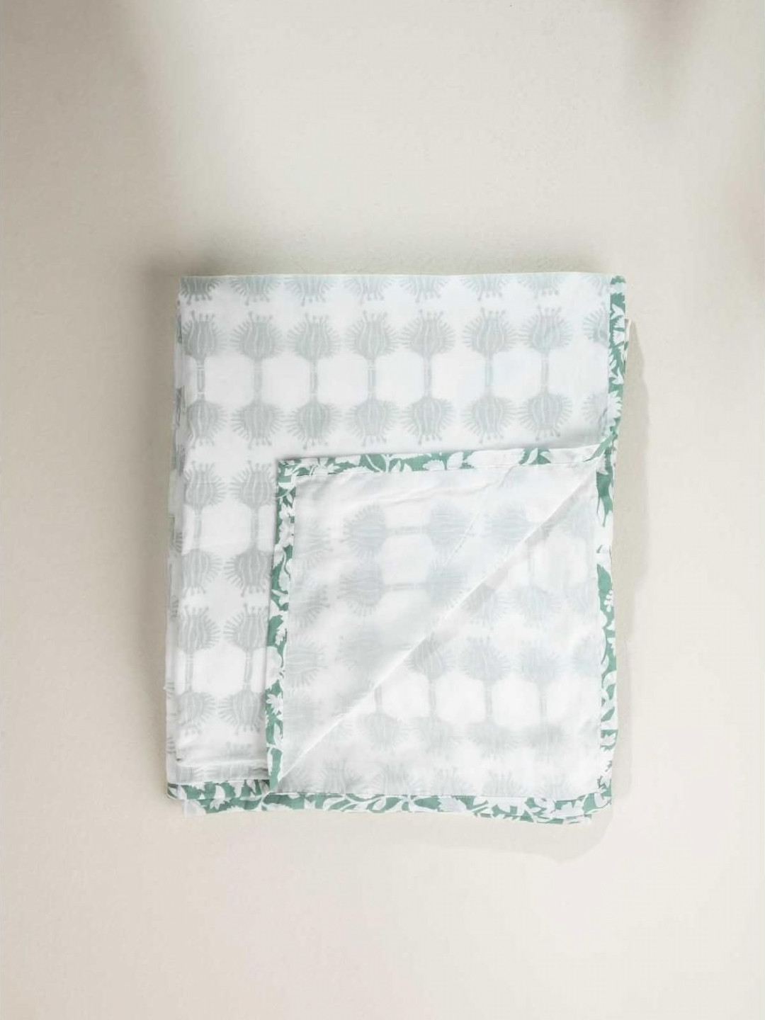 FREEDOM TREE Green & White Floral Printed Cotton AC Room Single Bed Dohar