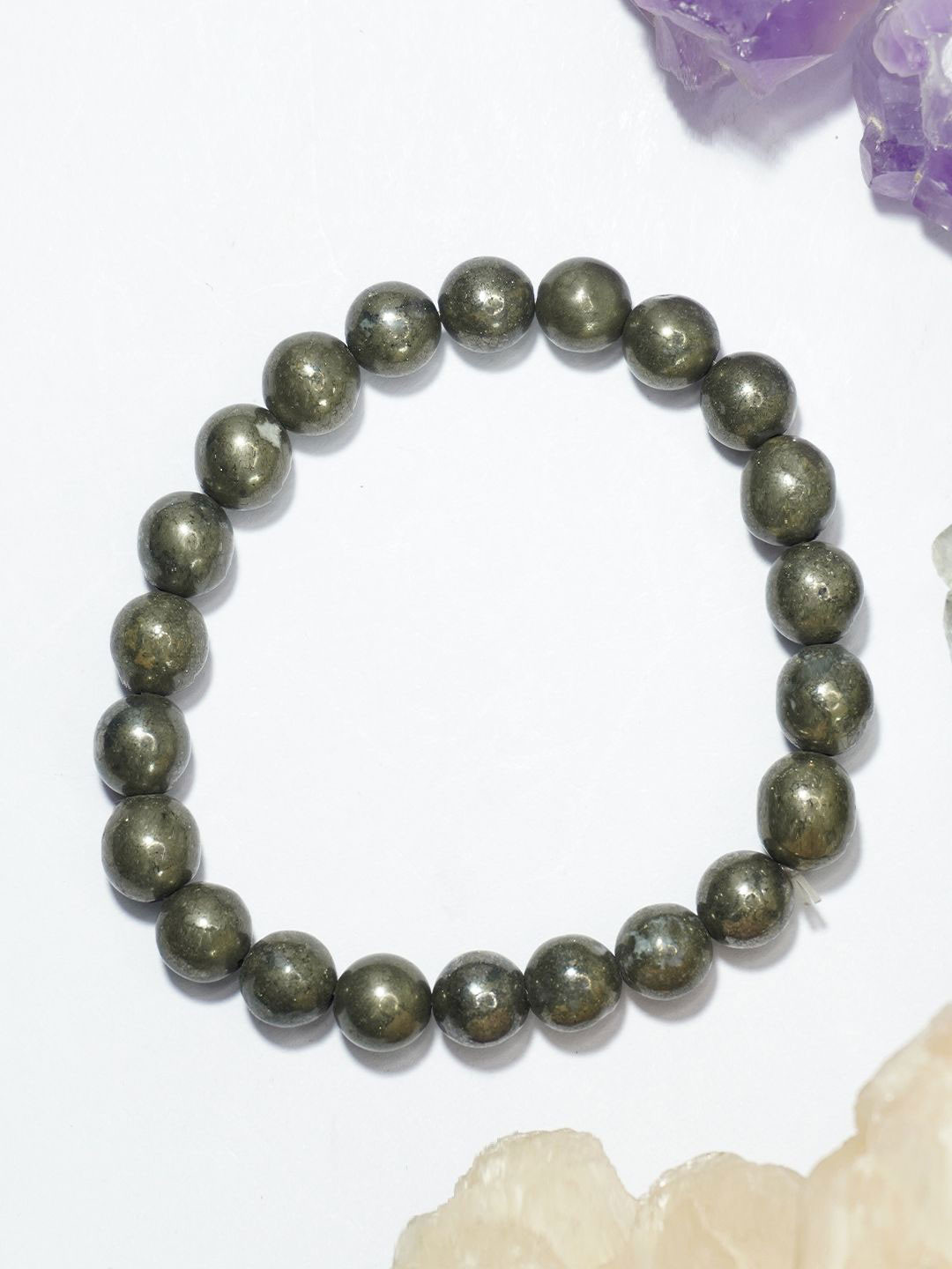 Love Rocks Natural Pyrite Beads Bracelet