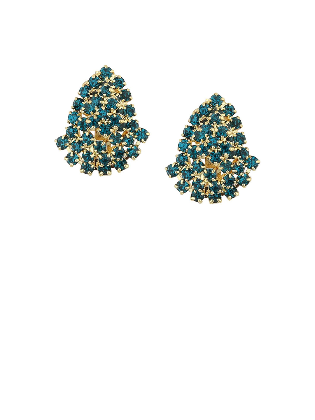 FirstBlush Gold-Plated American Diamond Studded  Clip On Teardrop Shaped Studs