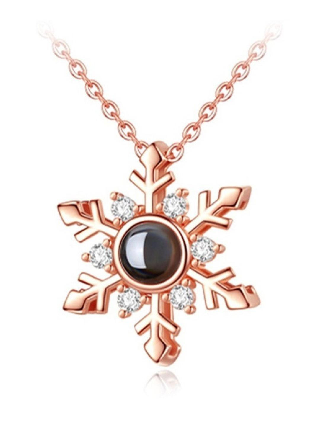 Moneekar Jewels Necklace Rose-Gold Toned White & Black Stone Studded Necklace