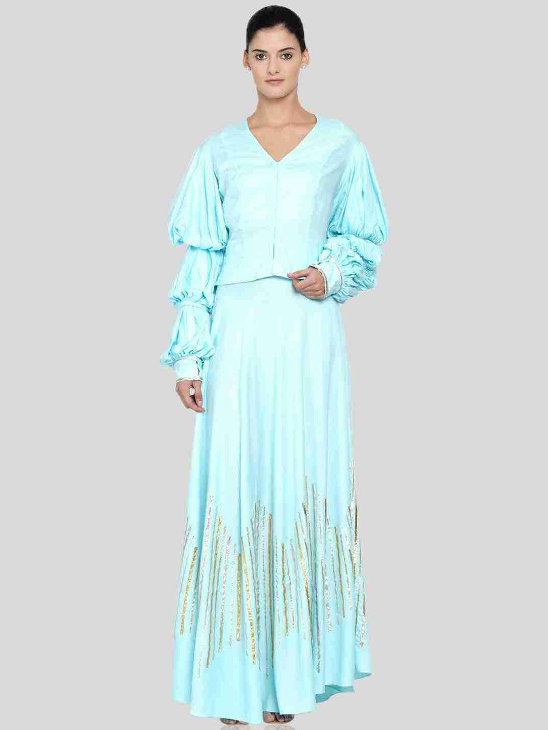 Gulabo by Abu Sandeep Women V-Neck Barcode Top