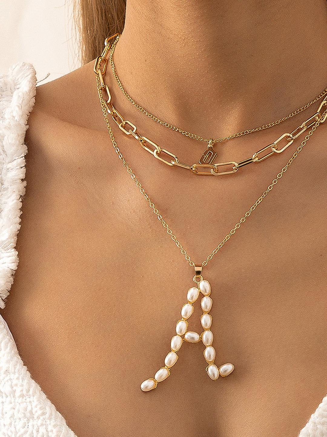 Arzonai Stainless Steel Alphabet Necklace