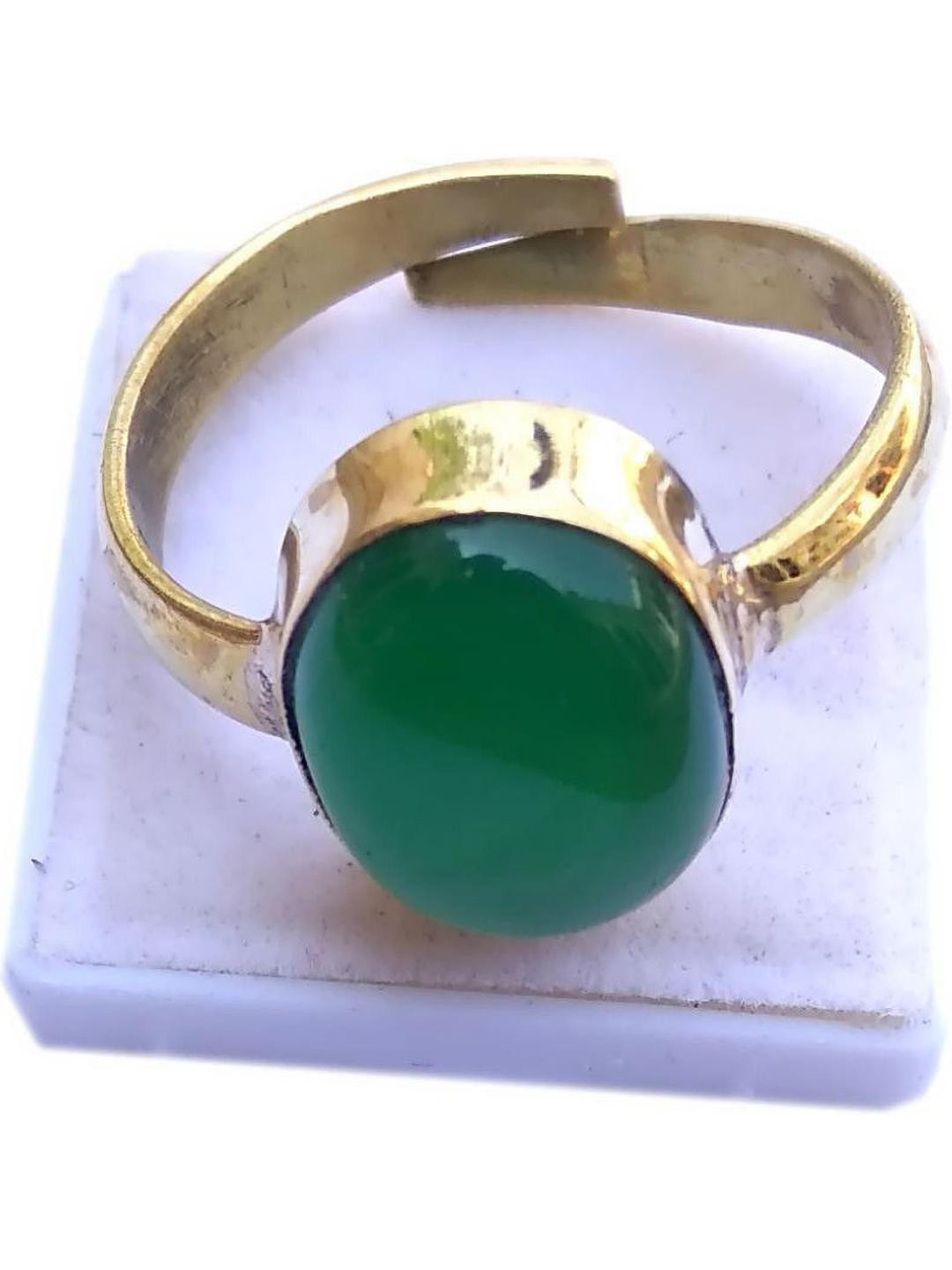 GenZcomplex Gold-Plated Emerald Panna Panchdhatu Rishi Ratan Stone Studded Finger Ring