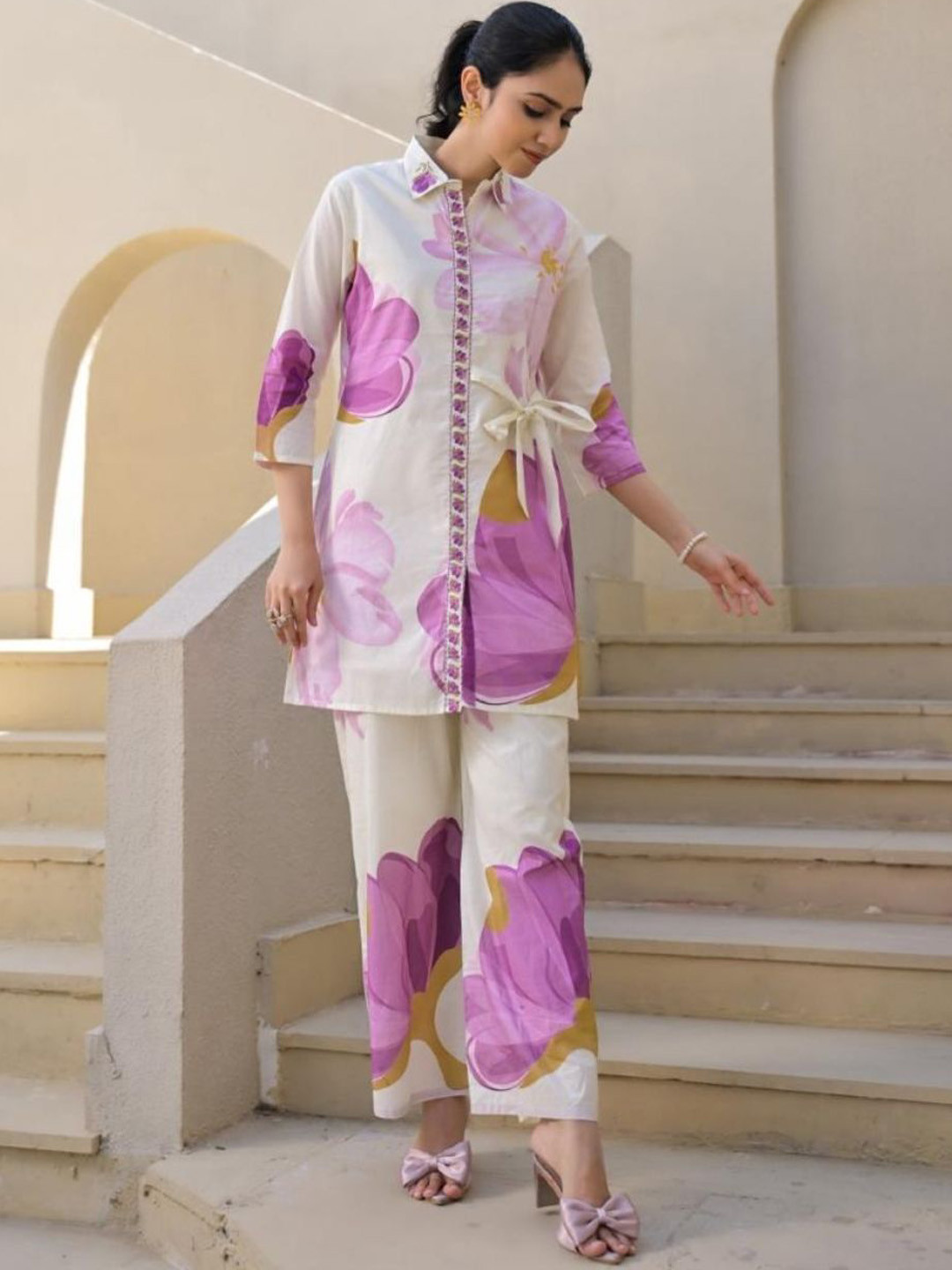 ANUSHEET Floral Stylish  & Comfortable Tunic With Palazzo Co-Ords