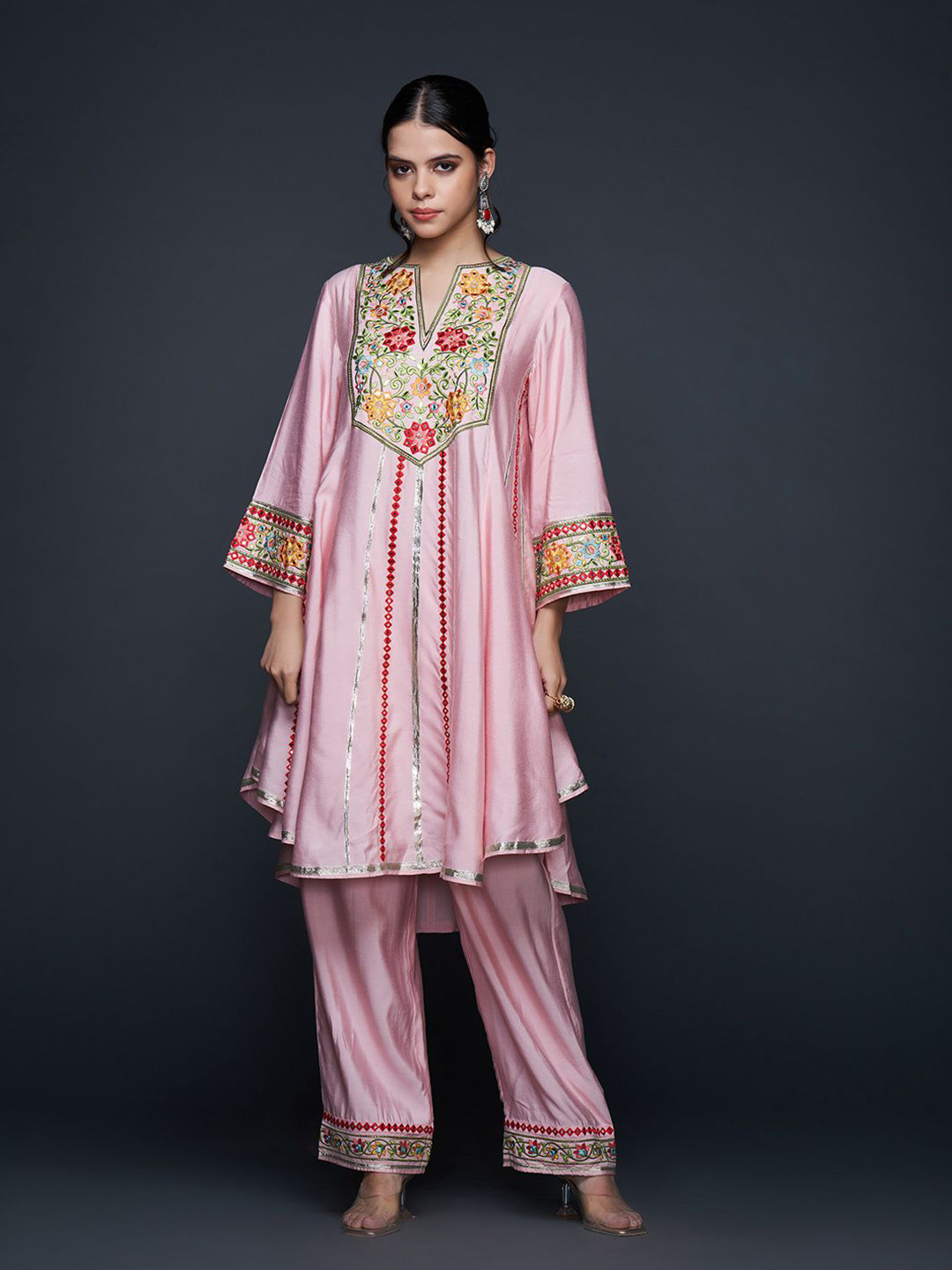 Gulabo by Abu Sandeep Women Embellished Embroidered Zari A-Line Kurta