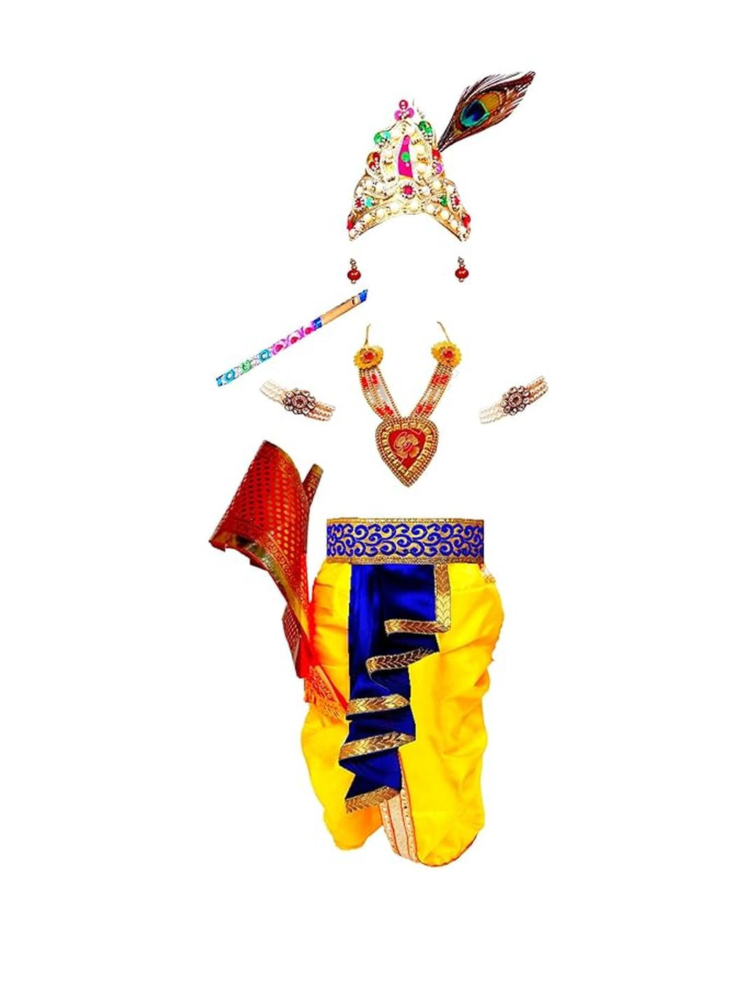 SHRI VALLABH Boys Krishna Dress With Jwellery