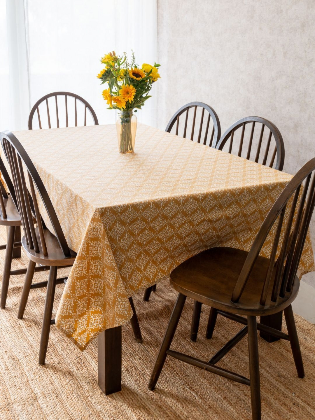 The Yard House Jaisalmer Anti-Slip Wipeable Cotton Printed Rectangle 4-Seater Table Cover