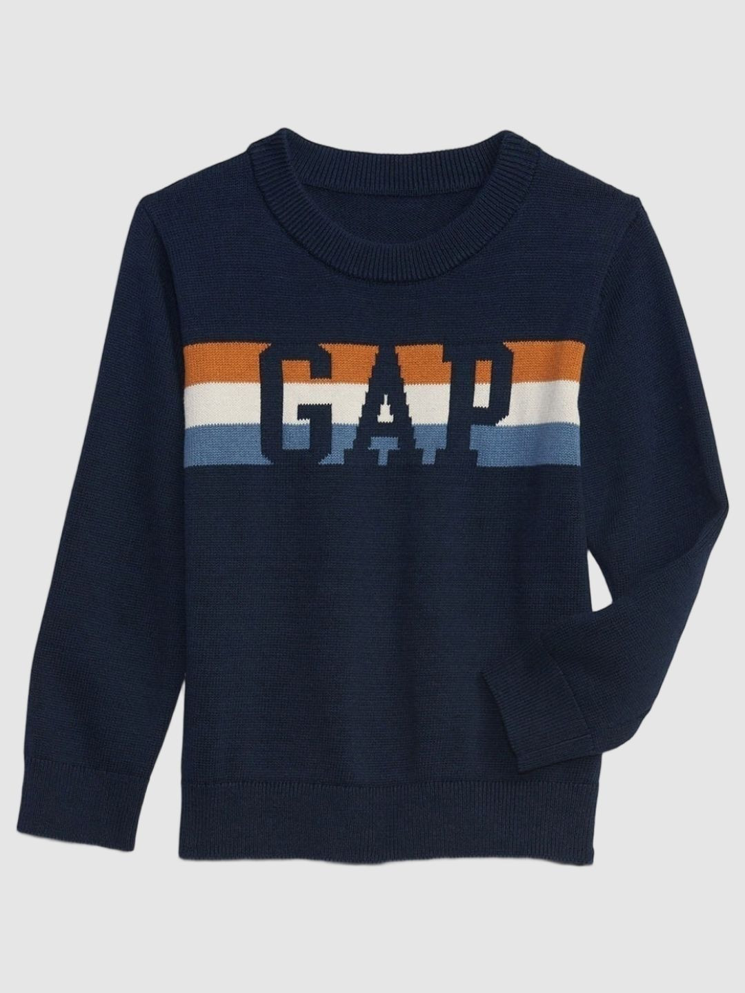 GAP Boys Brand Logo-Knit Pure Cotton Relaxed Fit Pullover Sweater
