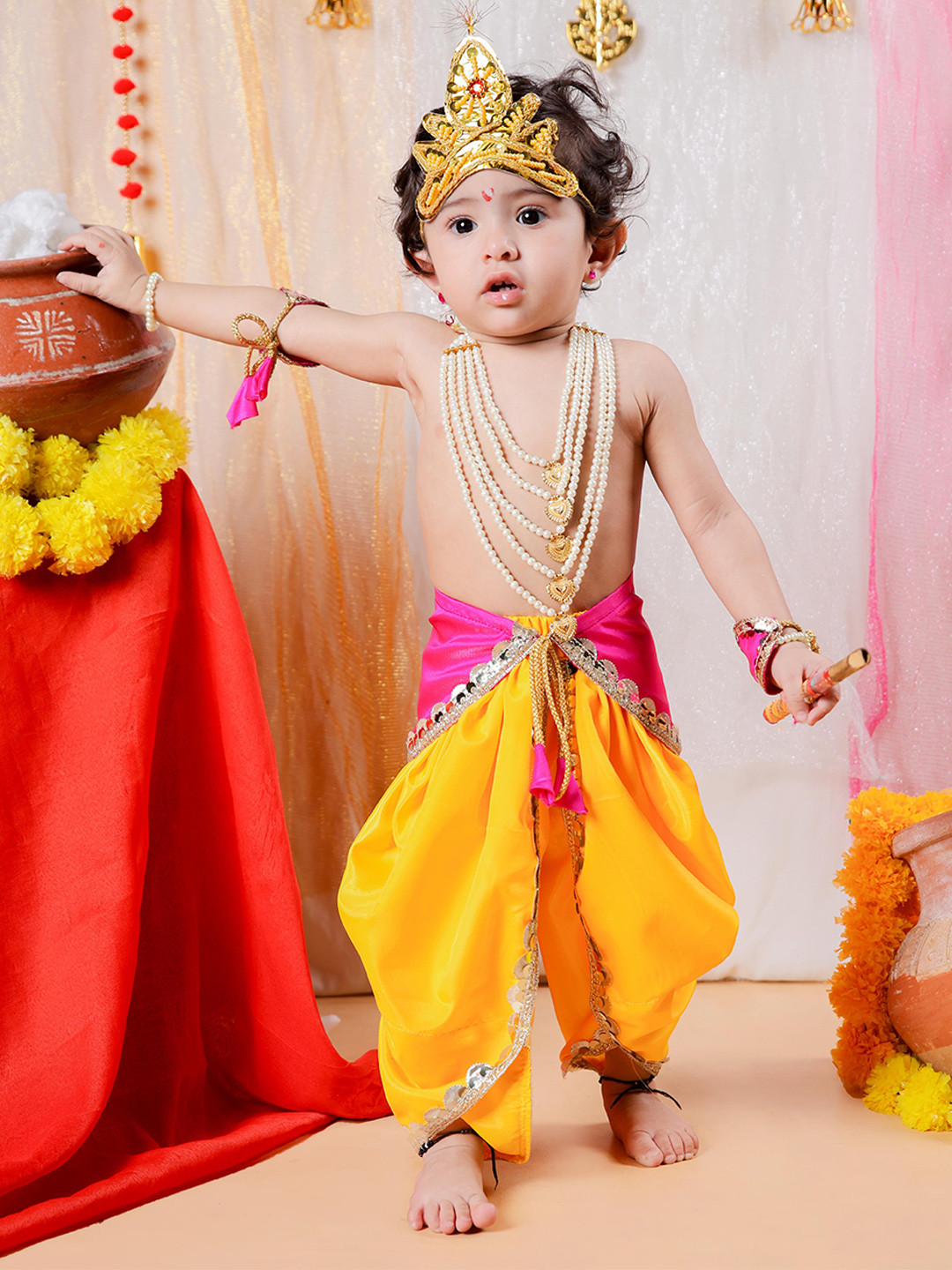 itsmycostume Kids Krishna Costume Dress With Accessories