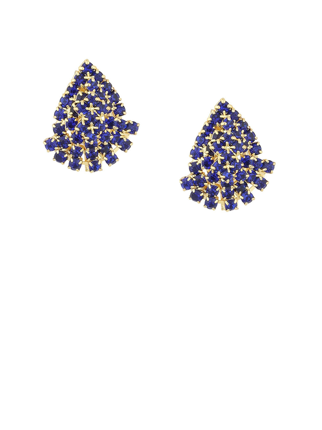 FirstBlush Gold-Plated Artificial Stones Studded Teardrop Shaped Studs