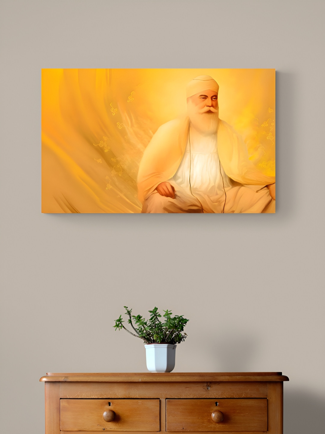 Tushaco Handicrafts Guru nanak dev ji Stretched Canvas Warapped Wall Painting
