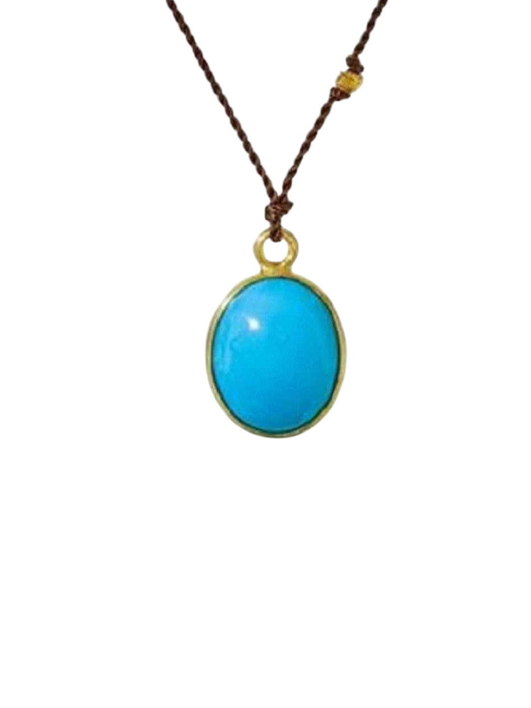 GenZcomplex Unisex Turquoise Blue Gold-Plated Oval Firoza Pendant