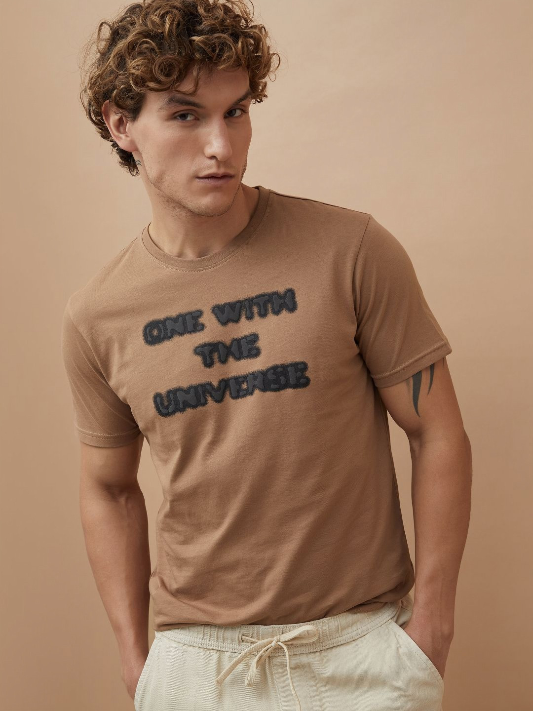 Forca by Lifestyle Men Typography Printed Round Neck Cotton T-shirt