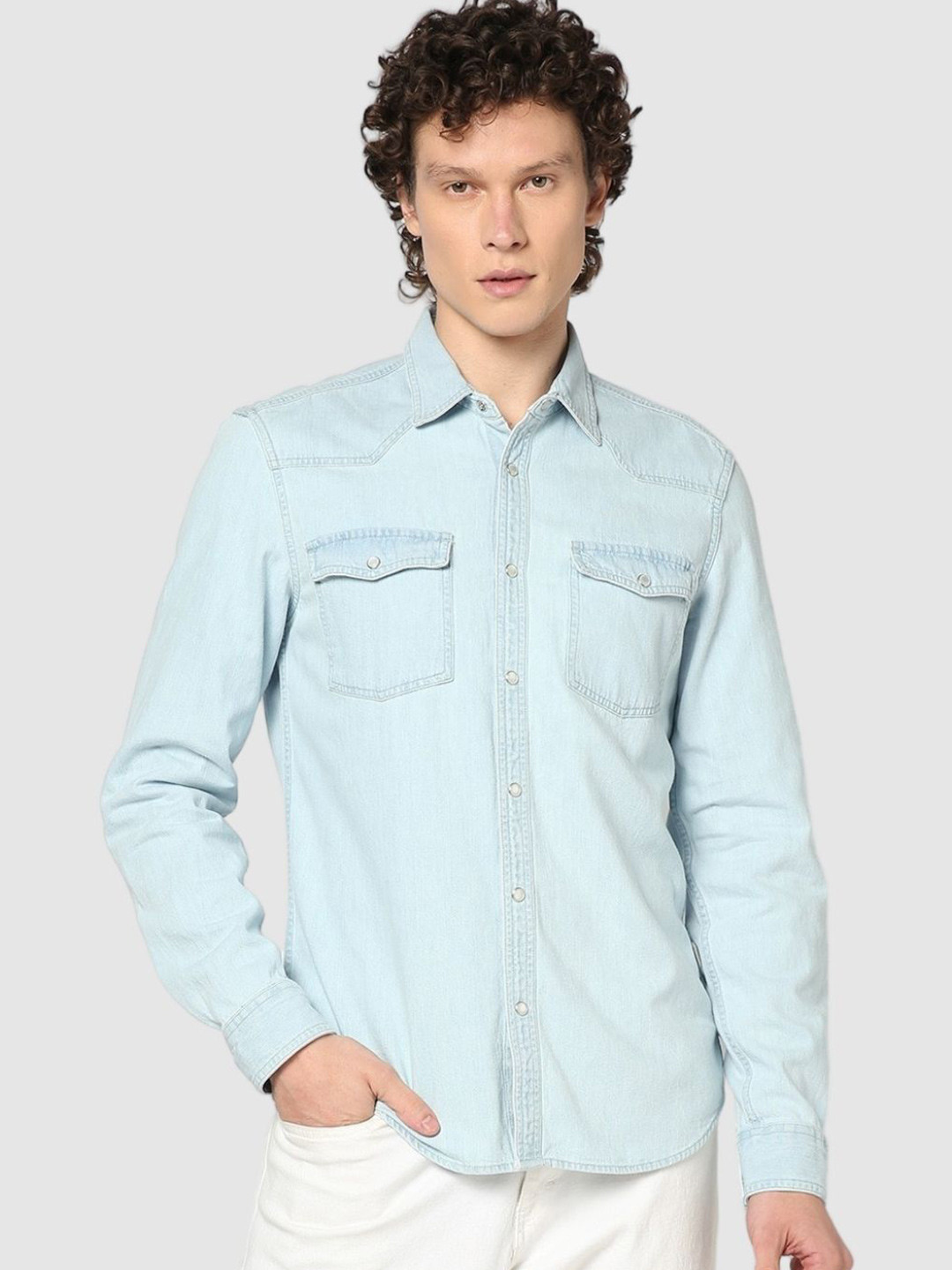 GAP Full-Sleeve Denim Shirt With Flap Pockets