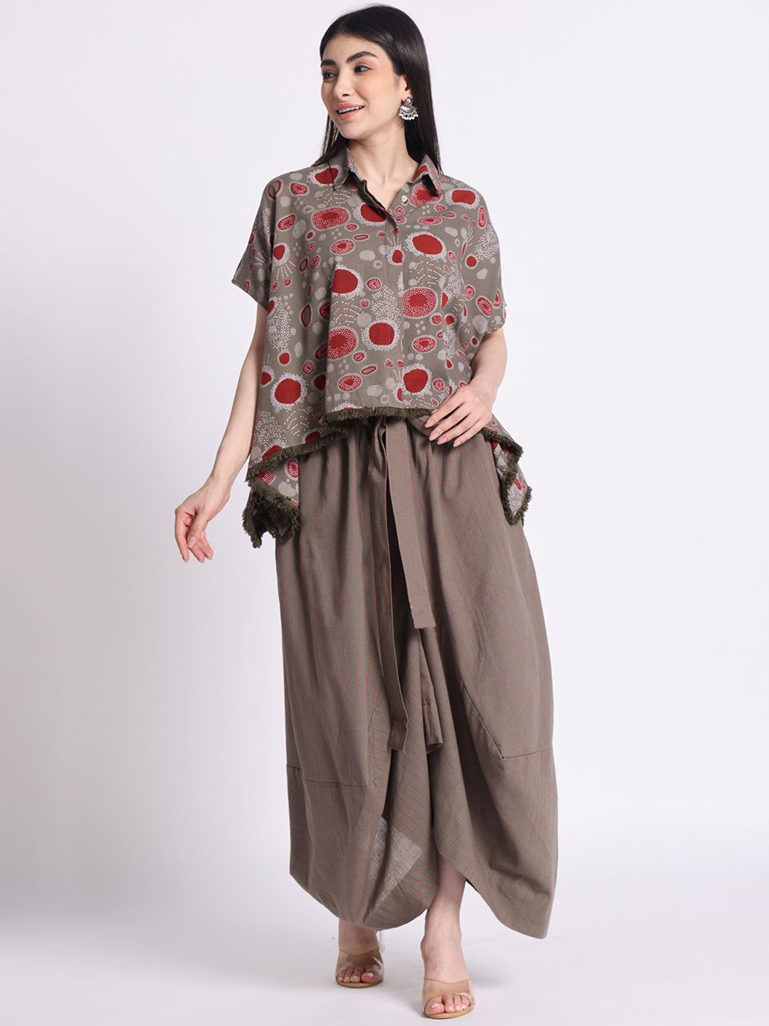 Silselah Printed Pure Cotton Top With Dhoti Pants Co-Ords