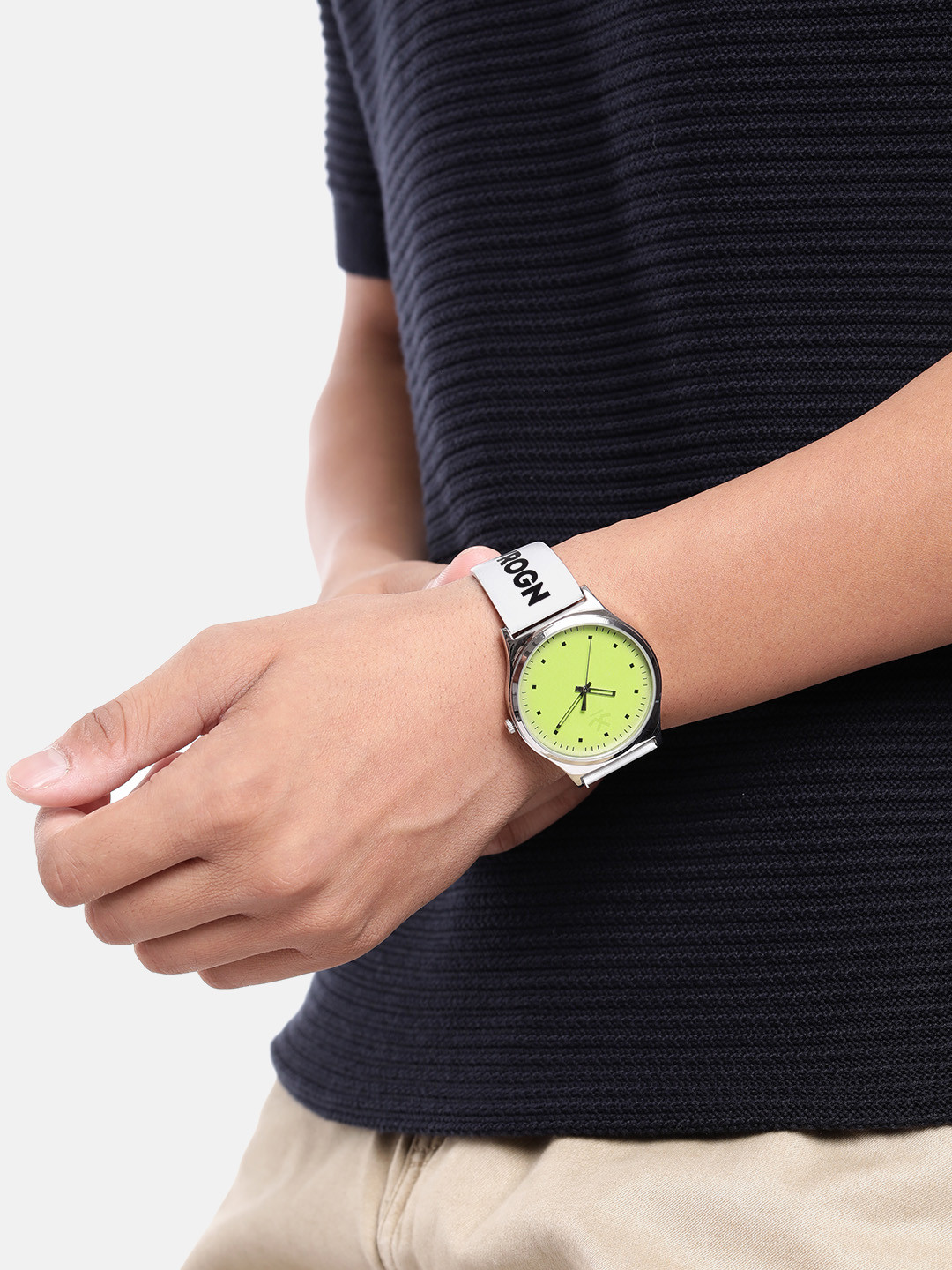 WROGN Men Brass Dial & Leather Straps Analogue Chronograph Watch