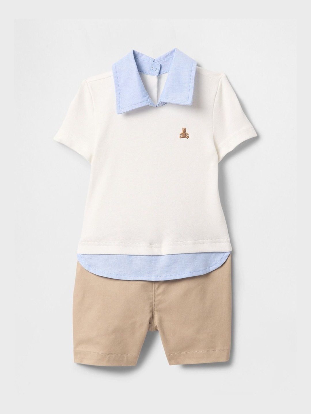 GAP Infants Color-Blocked Button-Down Collar Rompers