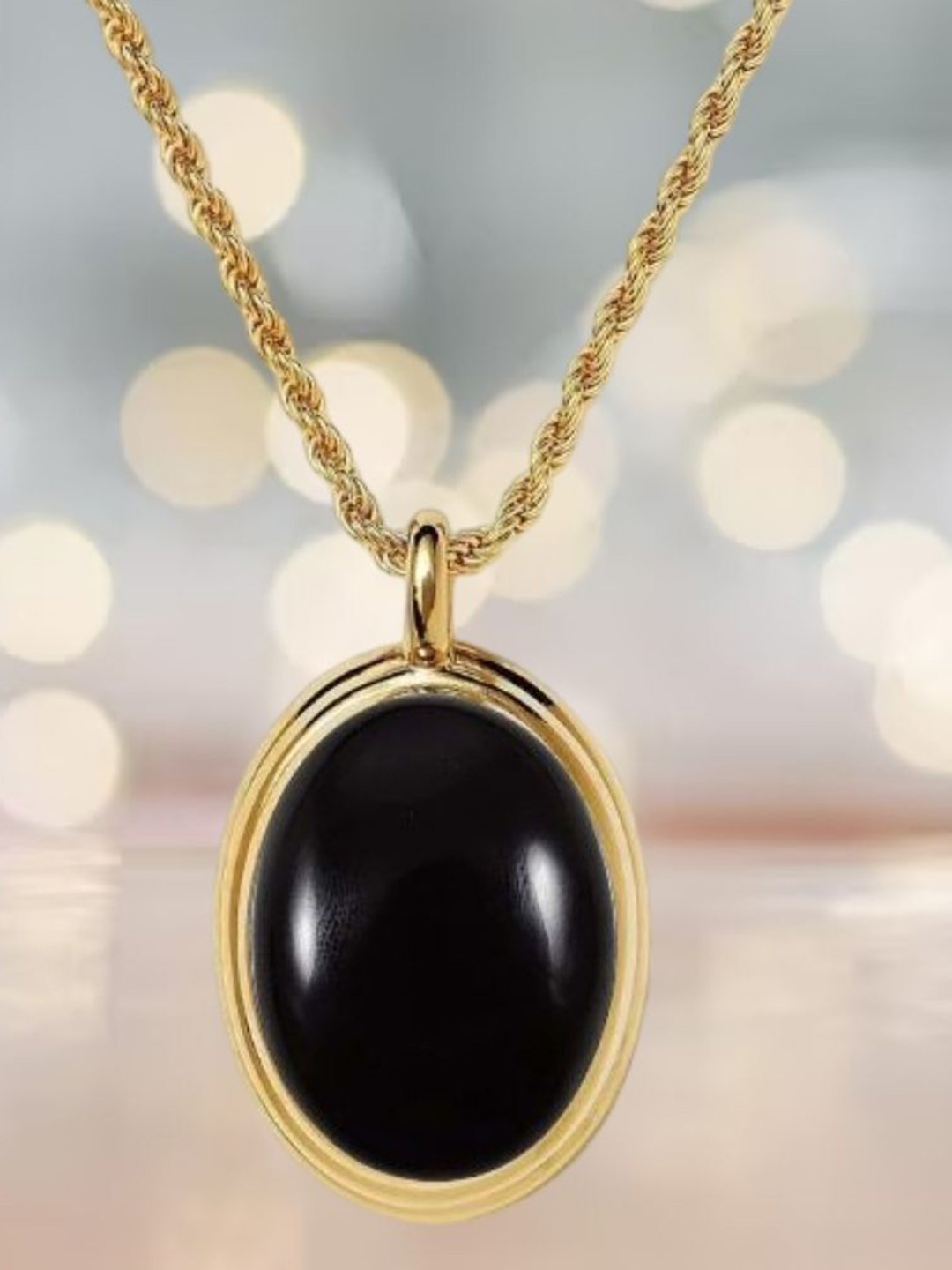 GenZcomplex Black Brass Gold-Plated Pendant