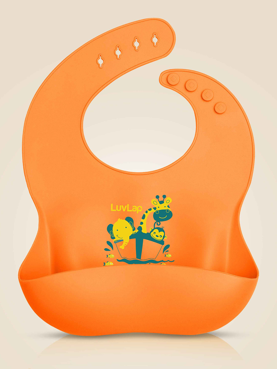 LuvLap Orange-Coloured Waterproof Baby Bibs