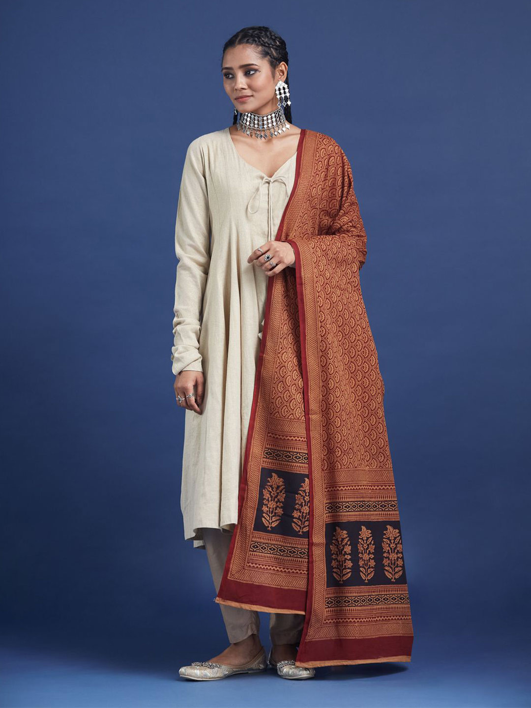 Taavi Bagh Block Printed Pure Cotton Dupatta