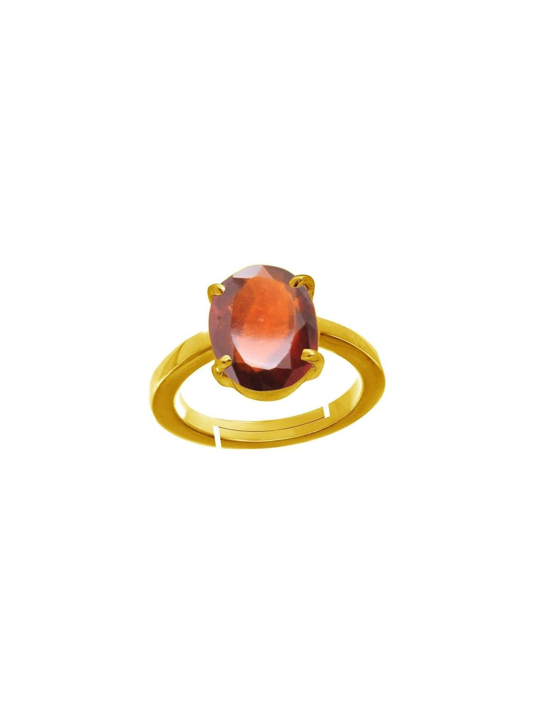 GenZcomplex Gold-Plated Hessonite Garnet Studded Finger Ring