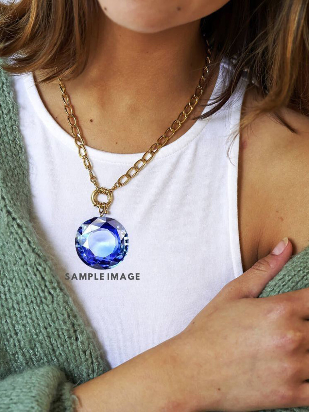 GenZcomplex Circular Blue Sapphire Pendants