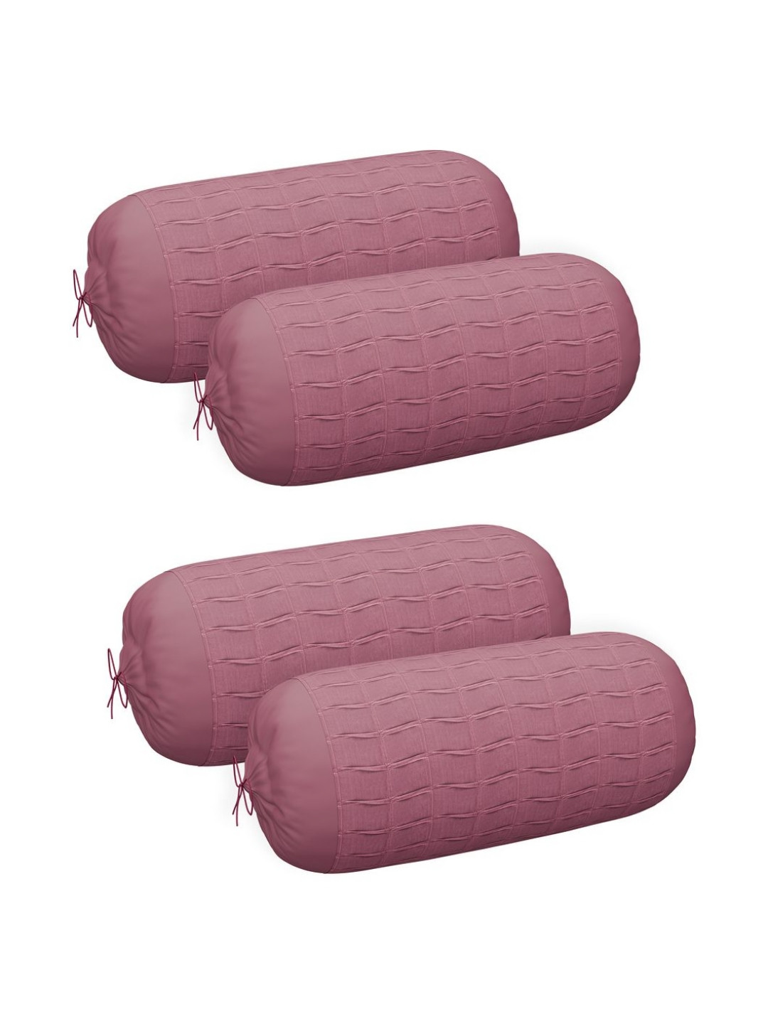 RUBOXA 4-Pcs Pink Self-Designed Bolster Covers with Drawstring Closure