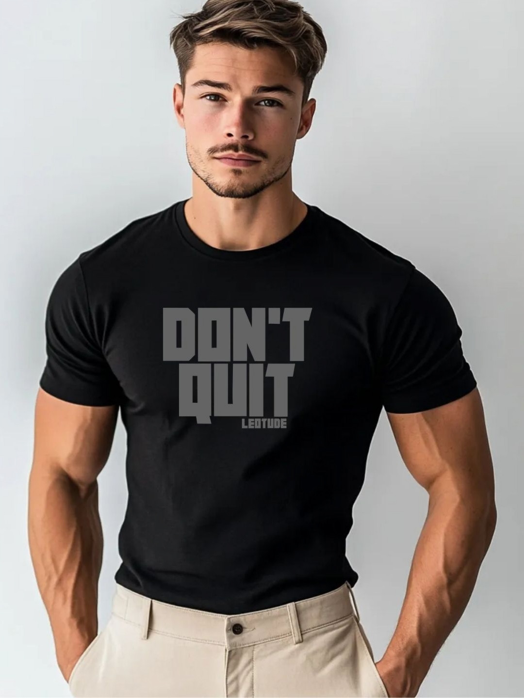 Leotude Typography Printed Round Neck T-shirt