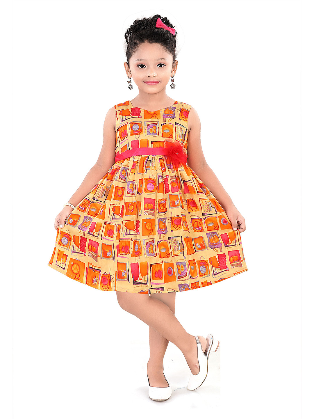Pragya Exclusive Girls Print Cotton Fit & Flare Dress