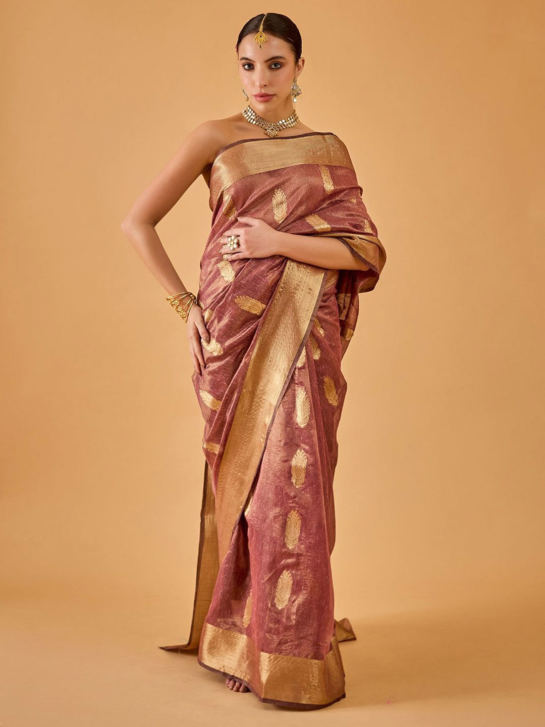 dhartii Woven Design Zari Chanderi Saree
