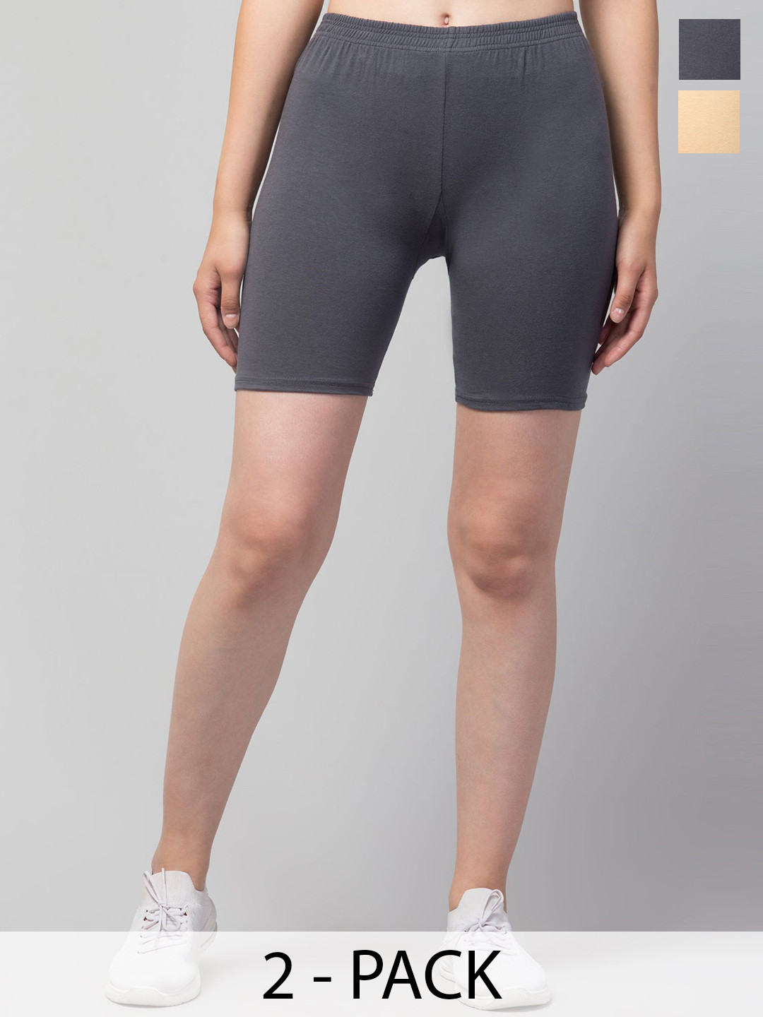 Attire Zone Women Pack of 2 Skinny Fit Running Sports Shorts