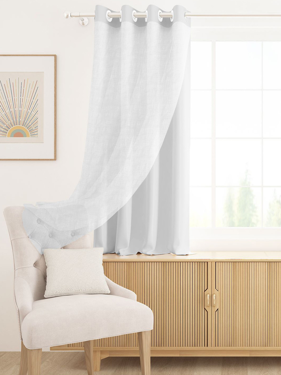 Story@home White Black Out & Sheer Window Curtain