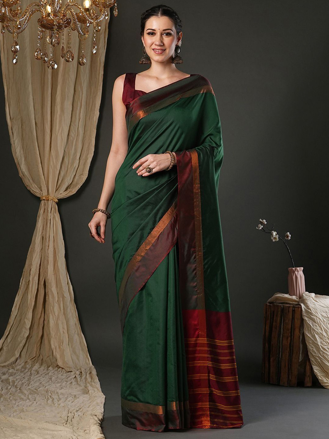 IndianRang Zari Saree with Blouse Piece
