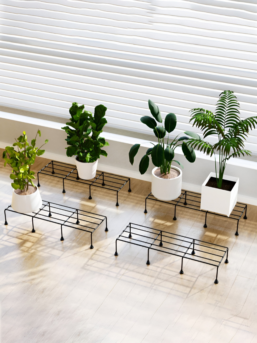 RUBOXA 4-Pcs Black Scartch Proof Planter Stands