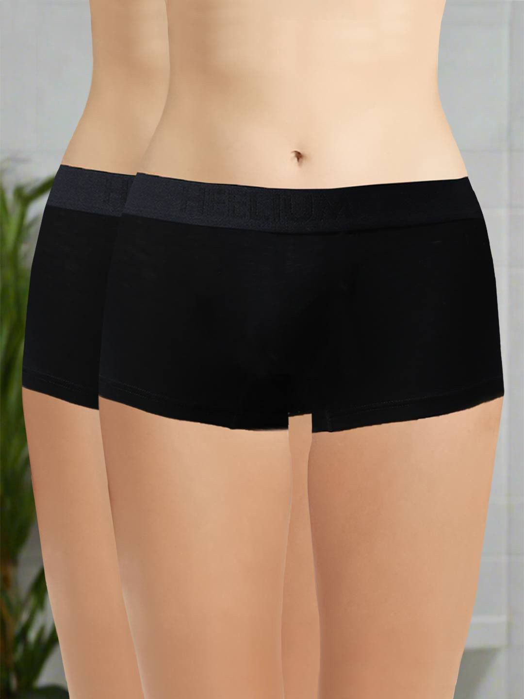 Heelium Pack Of 2 Anti Bacterial Boy Short Brief DUP-P2-W-BoyShort-BLK-S