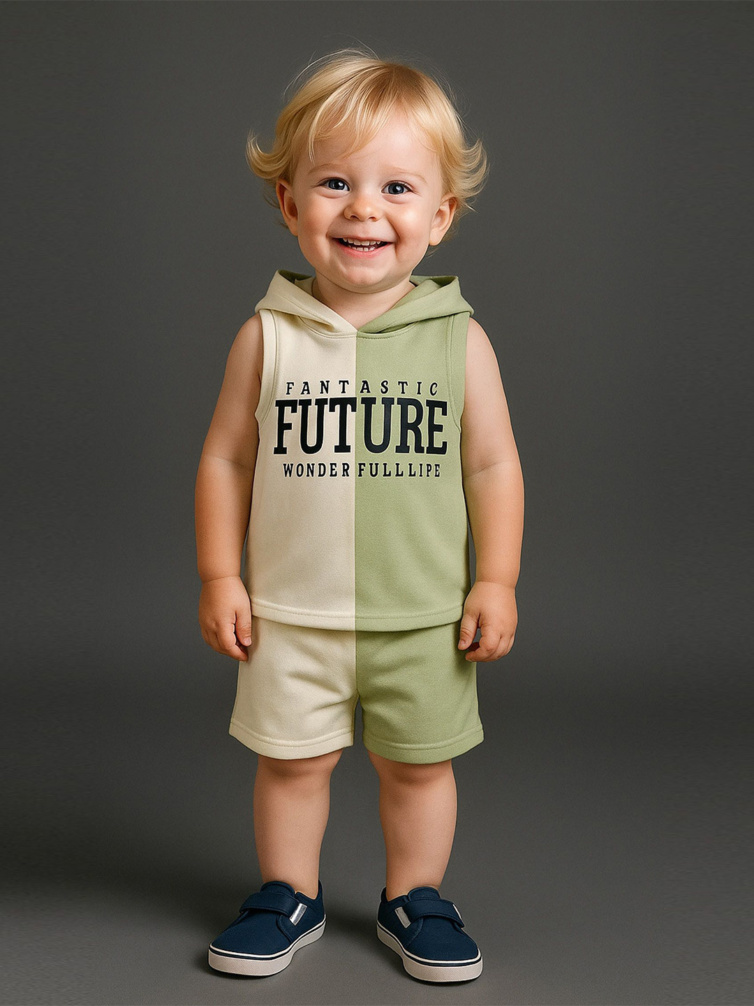 BAESD Unisex Kids Colourblocked T-shirt with Shorts