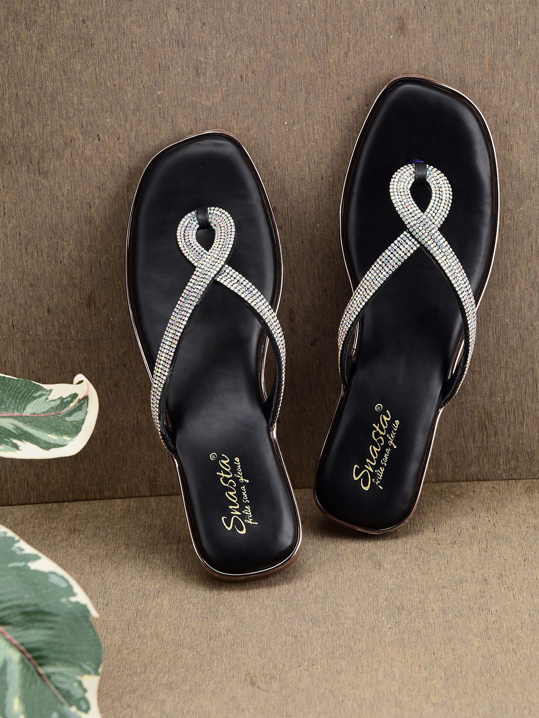 Snasta Women Regular Open Toe Flats With Western Embellished