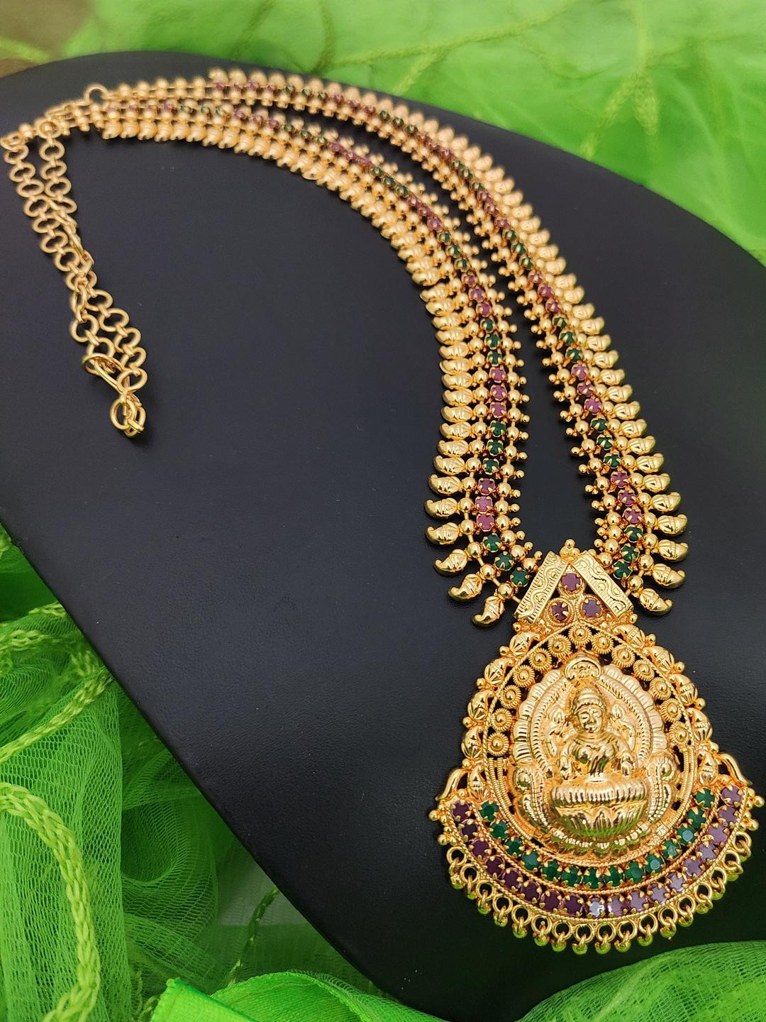 Hanaa Brass Gold-Plated Cubic Zirconia Temple Necklace