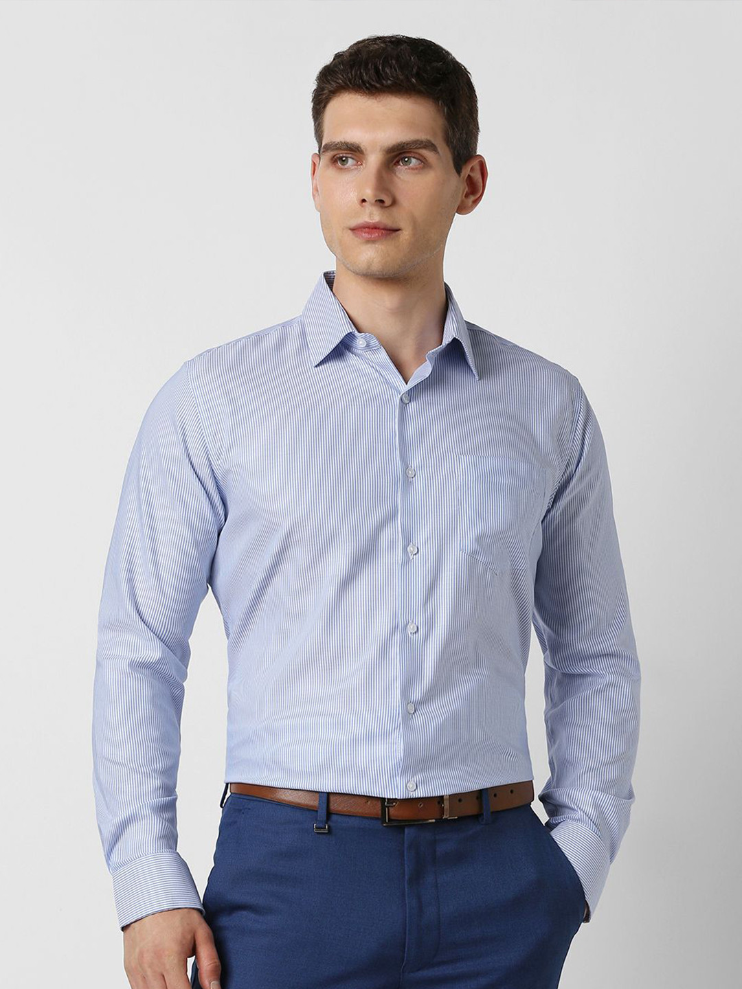 Van Heusen Vertical Stripes Striped Slim Fit Formal Cotton Shirt