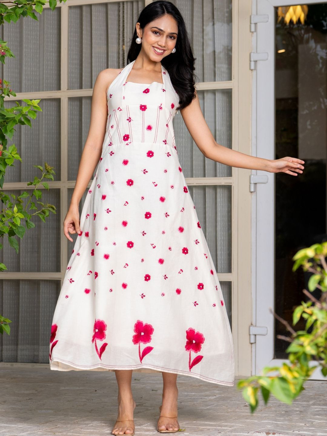 HOUSE OF JAMOTI English Rose Halter Neck Dress