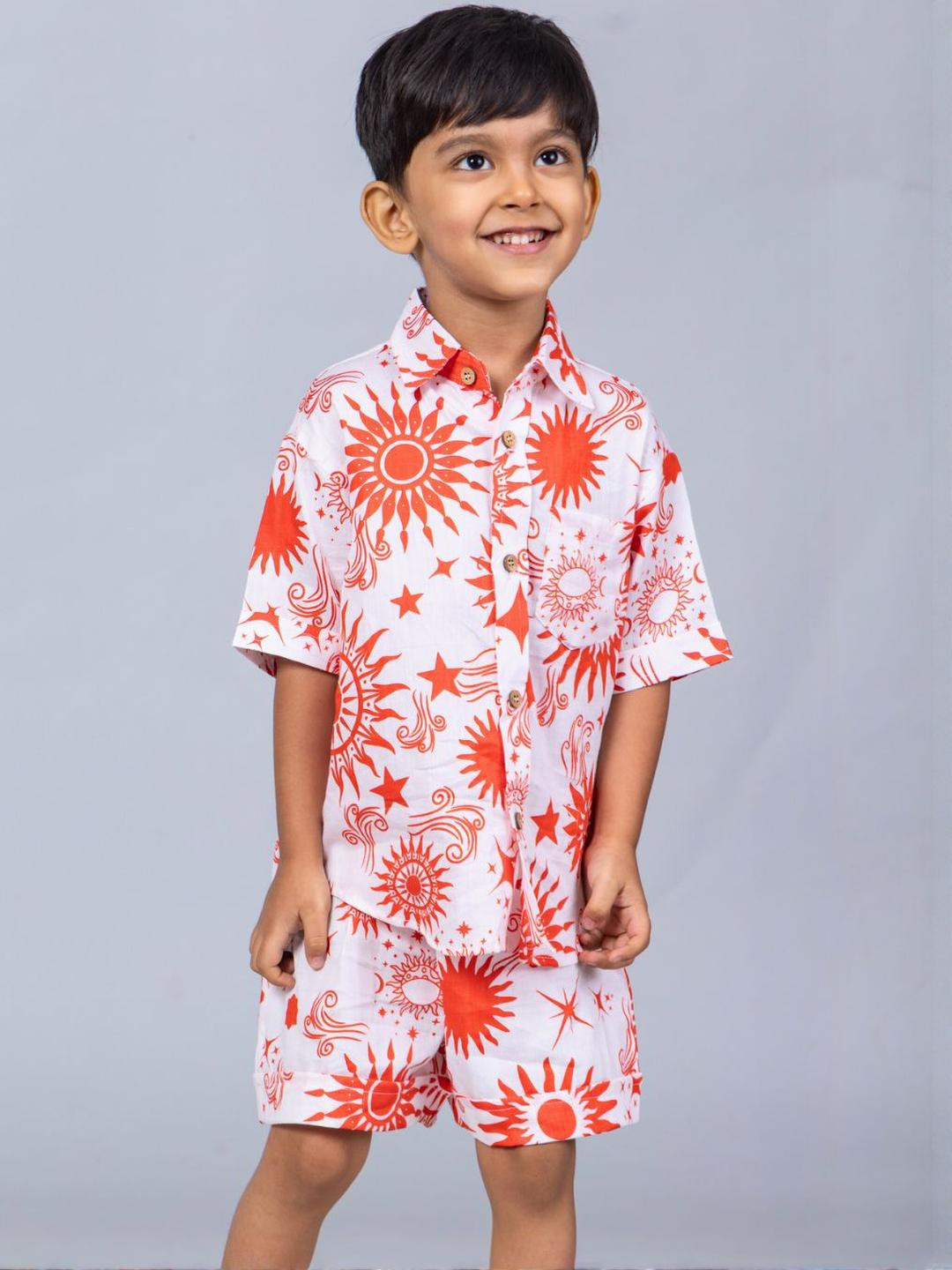 Tura Turi Boys Printed Pure Cotton Shirt with Shorts