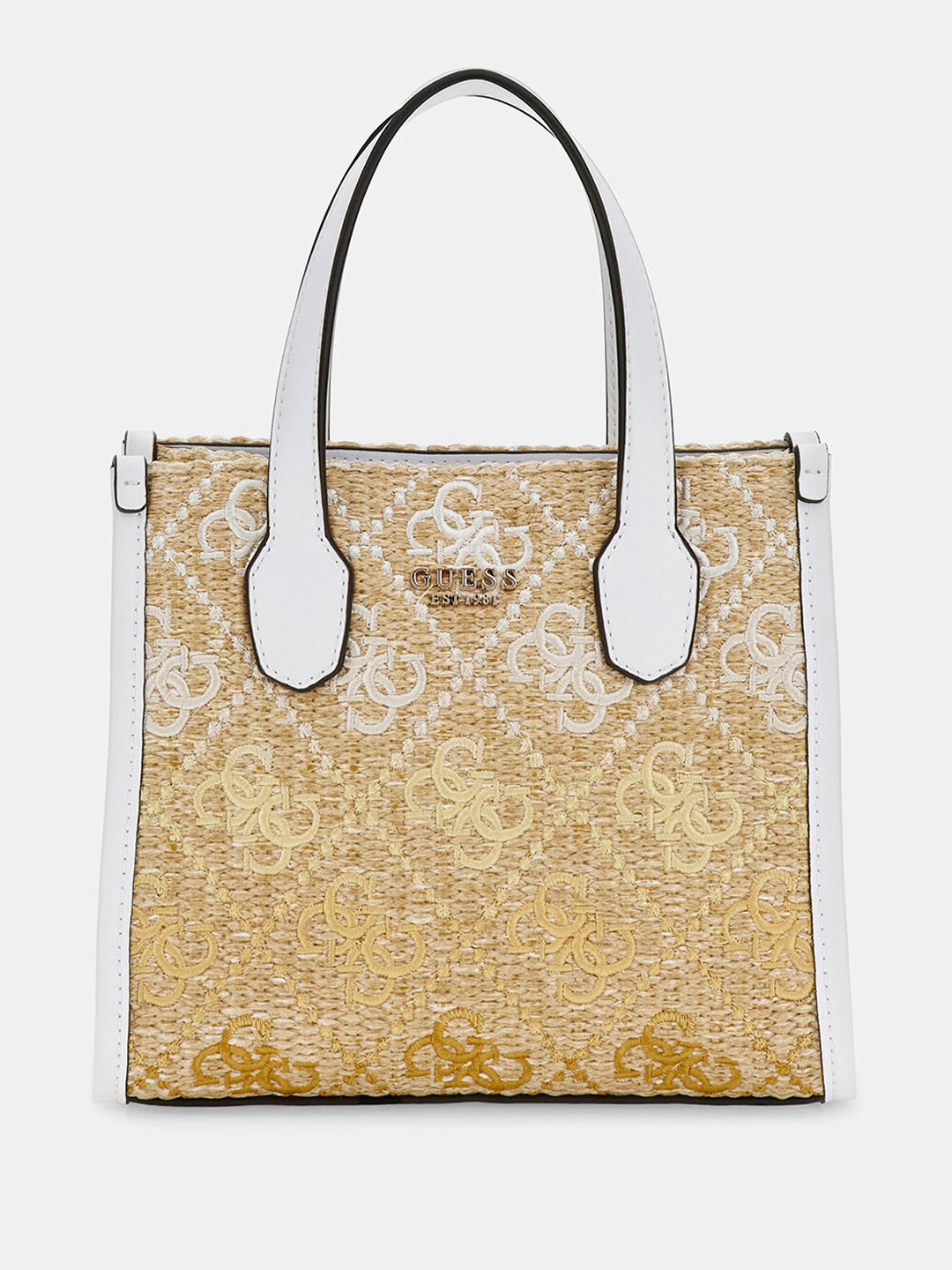 GUESS Cornsilk Logo Self-Design Structured Shoulder Bag