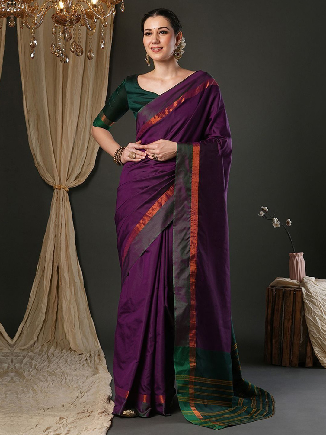 IndianRang Zari Saree with Unstitched Blouse