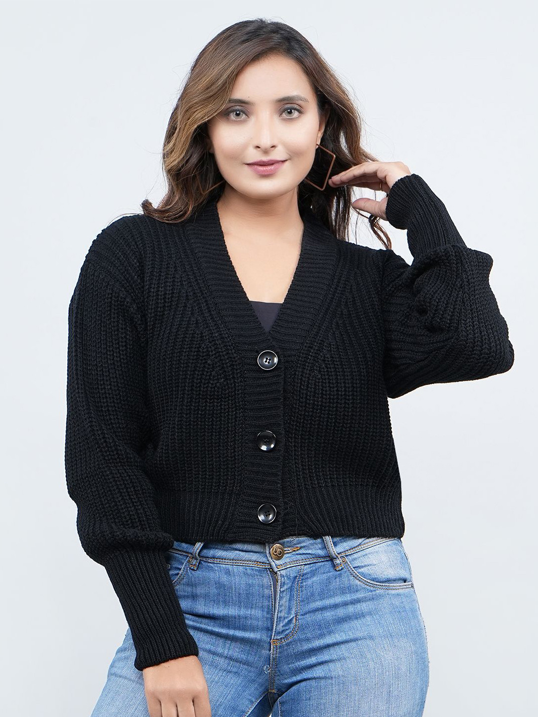 FEVERFEW Women Woollen Crop Cardigan