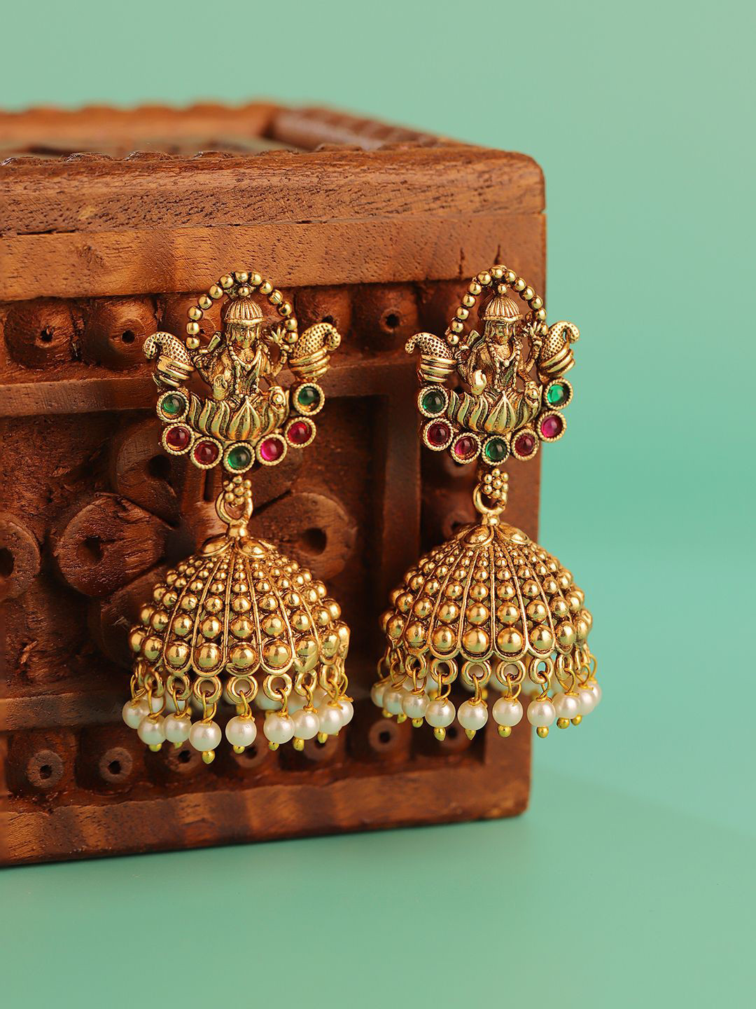 Voylla Opulence Swarnika Temple Dome Shaped Jhumkas Earrings