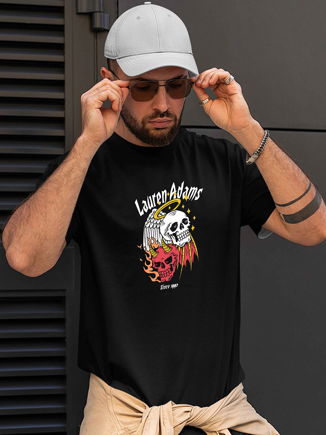 LAUREN ADAMS Graphic Printed Pure Cotton T-Shirt