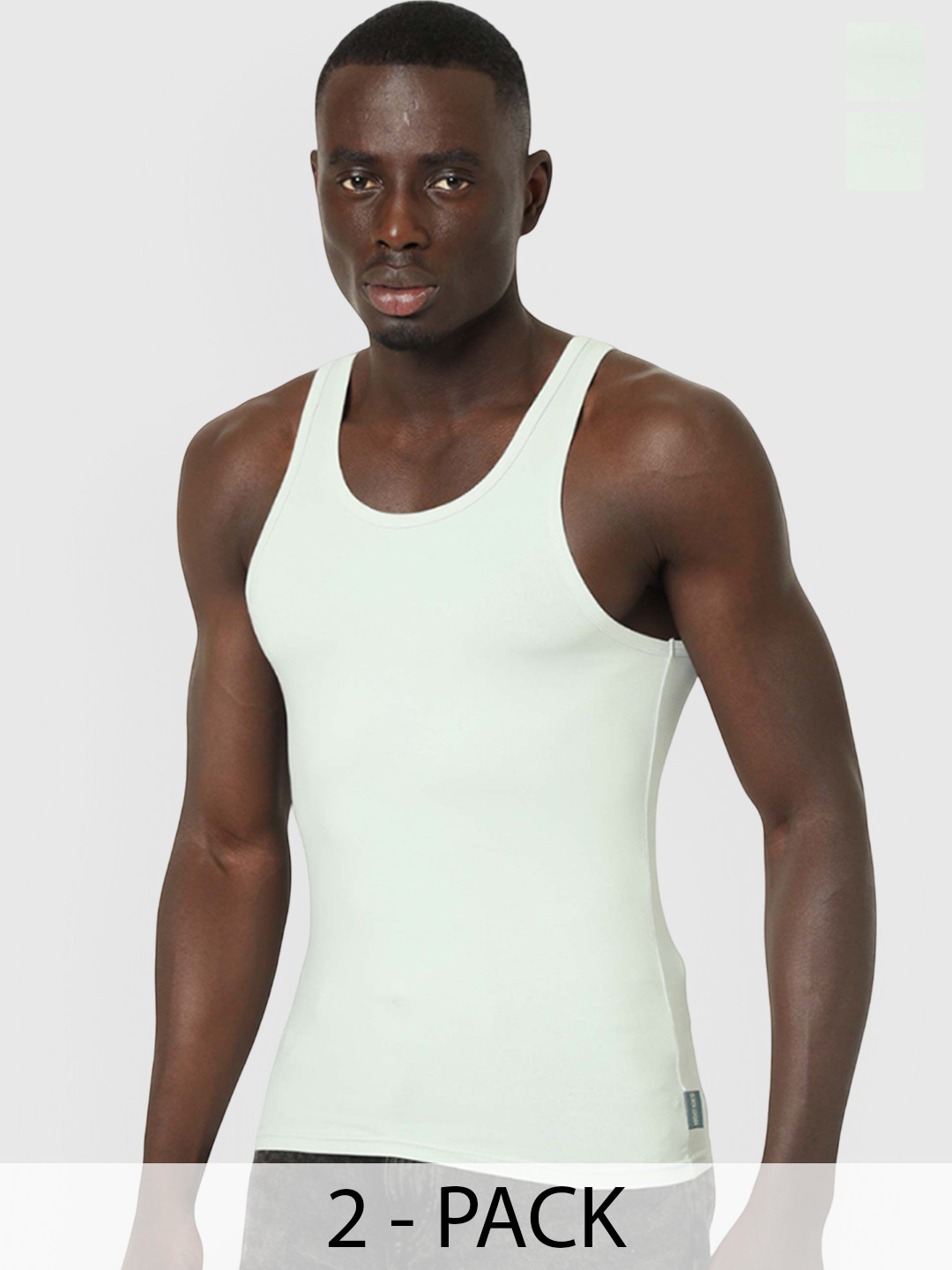 OLWEN Pack Of 2 Cotton Innerwear Vests 1987-Vest-PO2-Mist-S