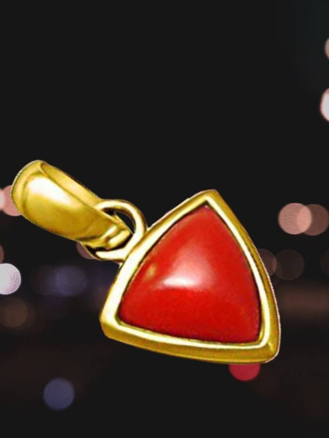 GenZcomplex Gold-Plated Triangular Red Coral Pendants